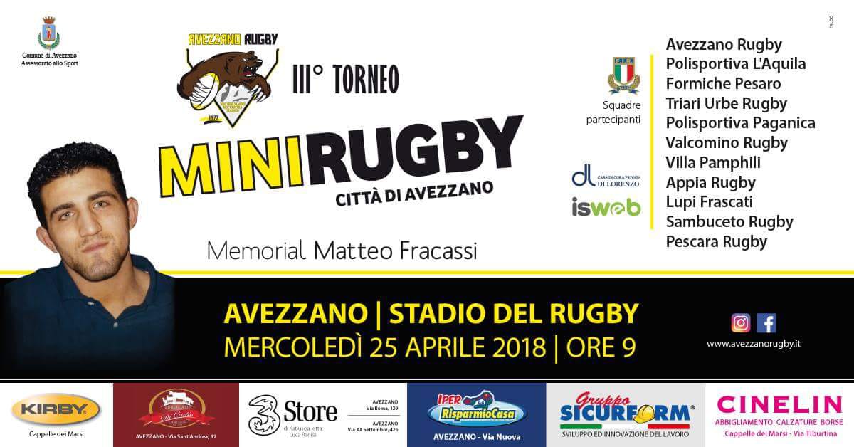 Memorial Matteo Fracassi, ad Avezzano oltre 500 baby rugbysti nella giornata del 25 aprile
