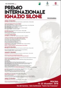 Presentato ufficialmente il programma conclusivo della XXI Edizione del Premio Internazionale Ignazio Silone