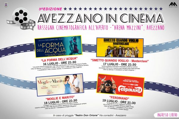 Terzo compleanno per la Rassegna cinematografica all'Arena Mazzini di Avezzano, si torna a discutere di film e di notti stellate