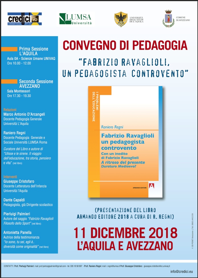 Ad Avezzano presentazione del libro, “Fabrizio Ravaglioli, Un pedagogista controvento