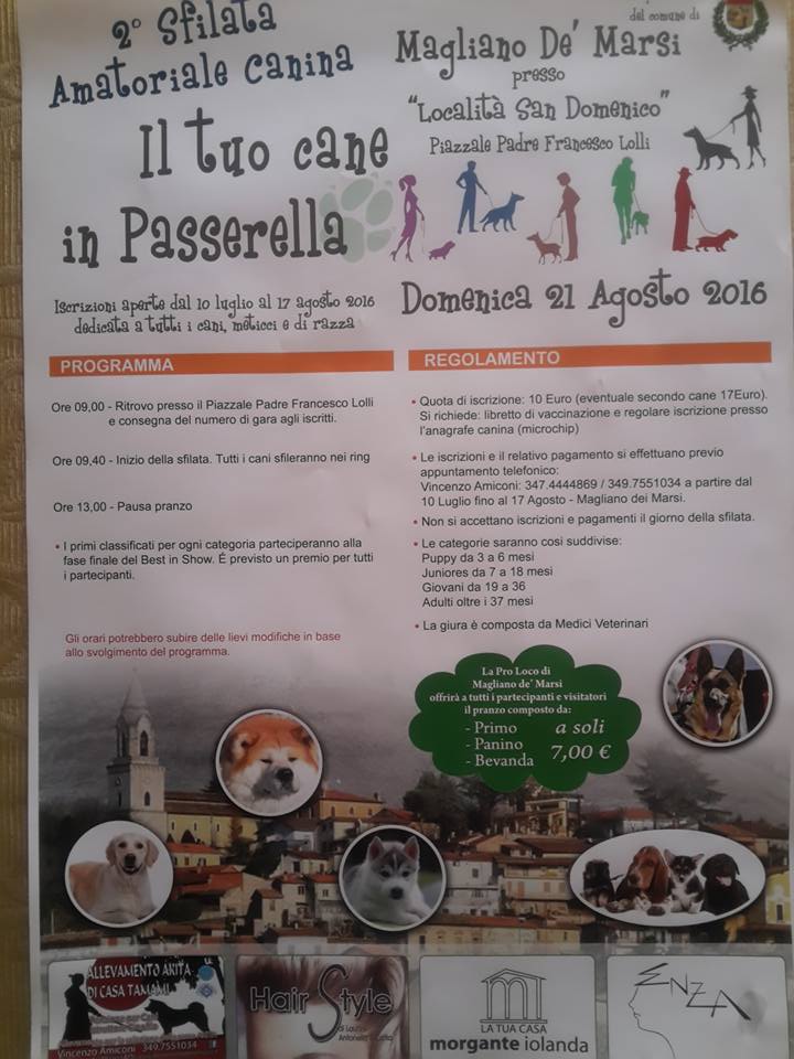 Torna a Magliano la sfilata amatoriale canina "Il tuo cane in passerella"