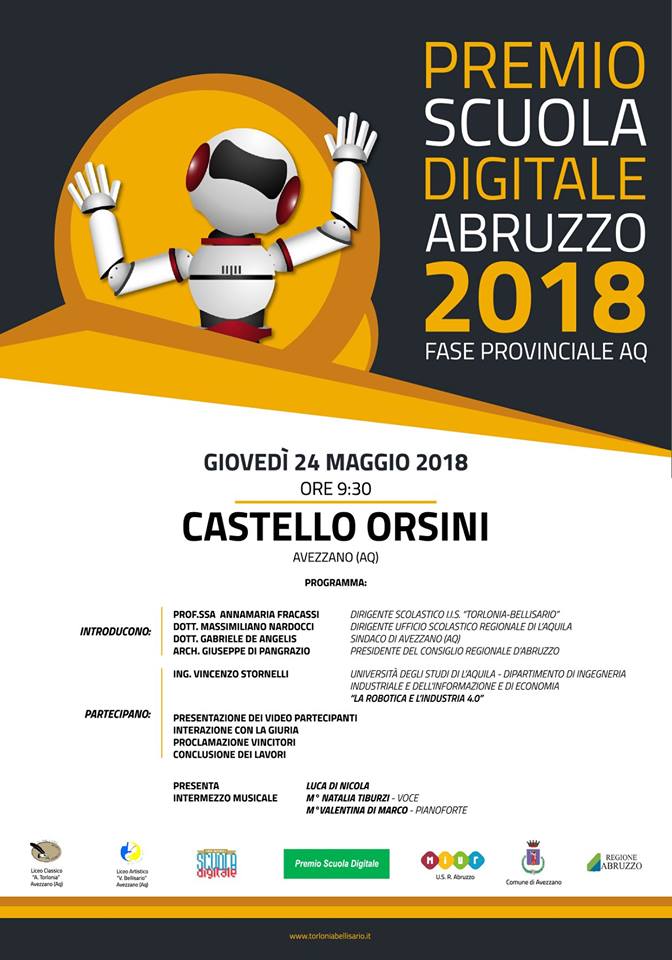 Premio Scuola Digitale Abruzzo 2018: domani l'appuntamento al Castello Orsini