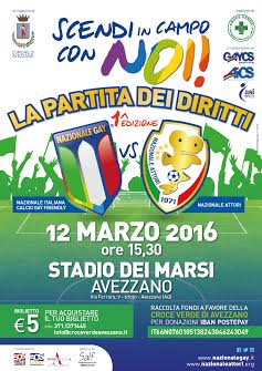 La Nazionale Italiana di Calcio Attori ad Avezzano per "La partita dei diritti"