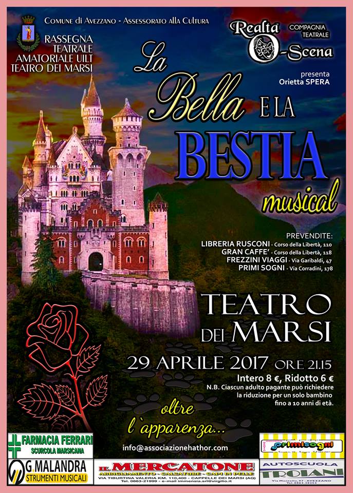 Appuntamento questa sera al Teatro dei Marsi con "La Bella e la Bestia"