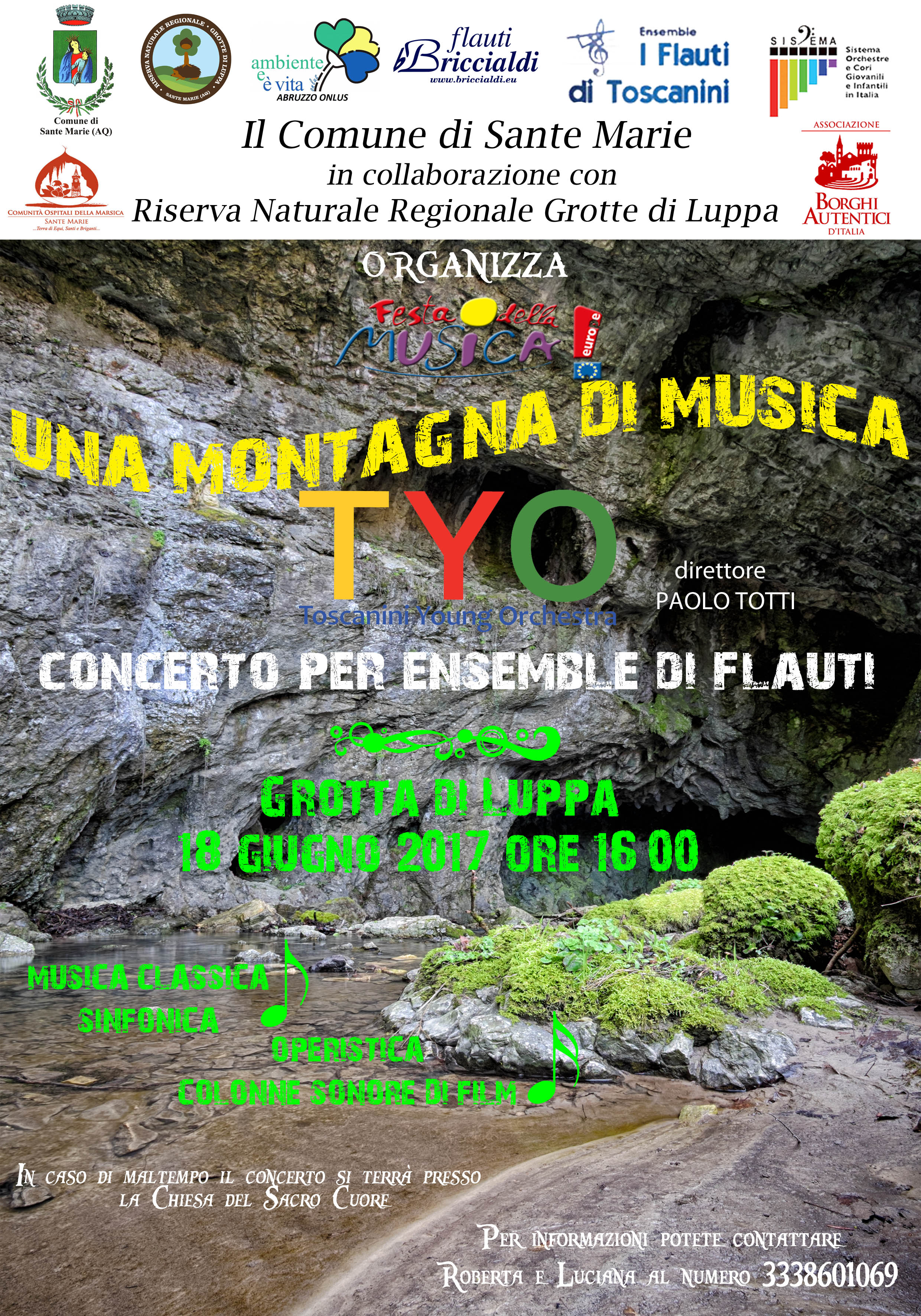 Domenica 18 Giugno "Giornata Europea della Musica" nella Riserva Regionale "Grotta di Luppa" di Sante Marie