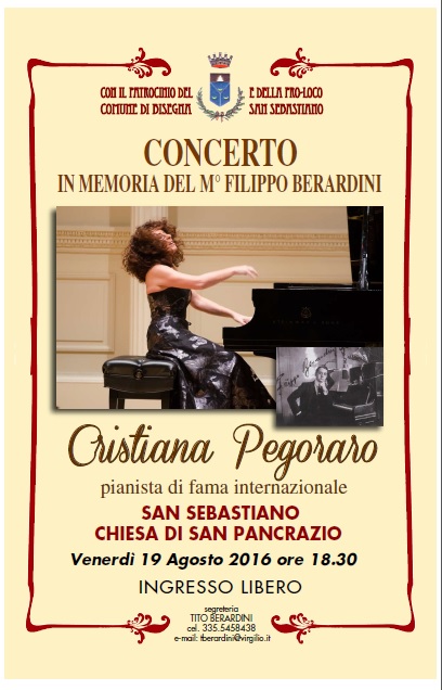La pianista Cristiana Pegoraro di scena a San Sebastiano dei Marsi