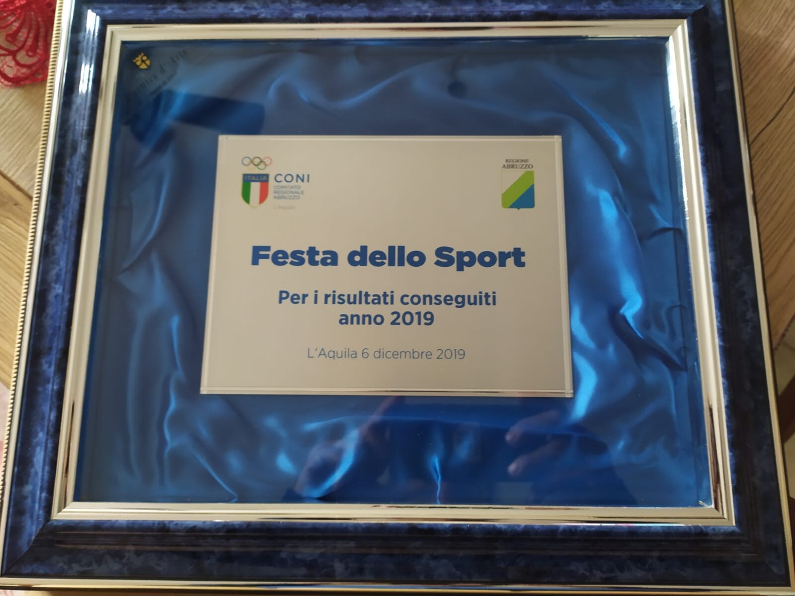 Federico Di Felice premiato dal CONI per i risultati sportivi ottenuti nel 2019