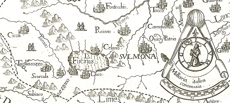 Il Lago Fucino e la Marsica in un'antica cartina del 1712 di Giovanni da Montecalerio