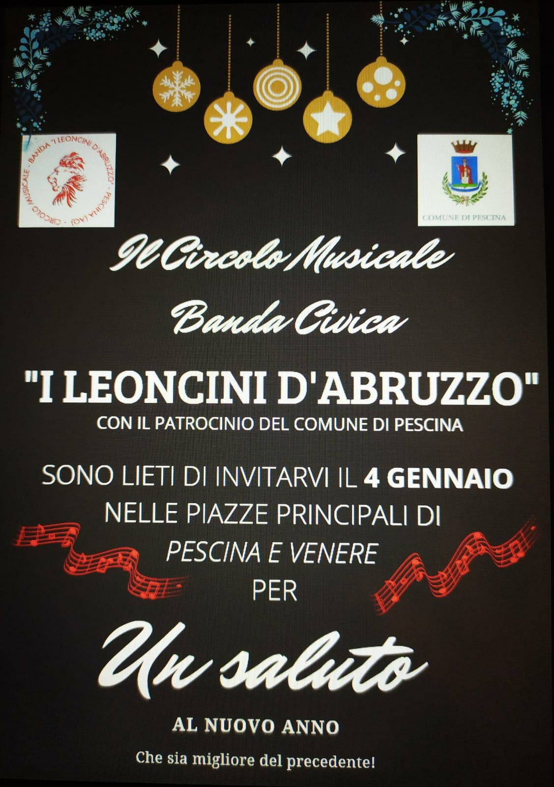 Un brindisi al nuovo anno con le melodie del Circolo Musicale Banda Civica I Leoncini d’Abruzzo