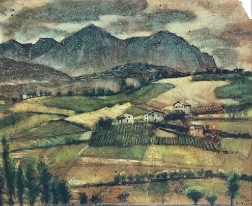 Monte Velino in un bellissimo disegno a pastello del 1939 di Carl Schmitt
