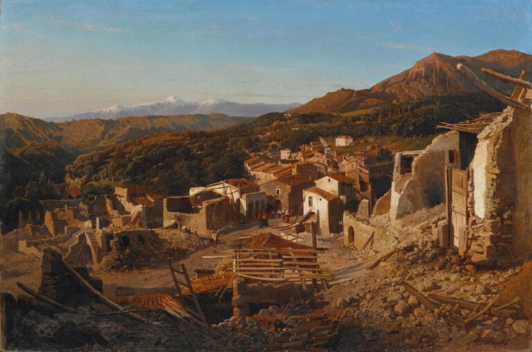 Veduta di San Sebastiano dei Marsi, dipinto del 1859 di Alessandro La Volpe