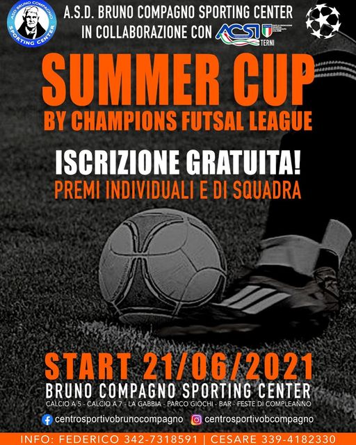 Summer Cup 2021 by Champions Futsal, il torneo di calcio a 5 ad Avezzano dal 21 Giugno.