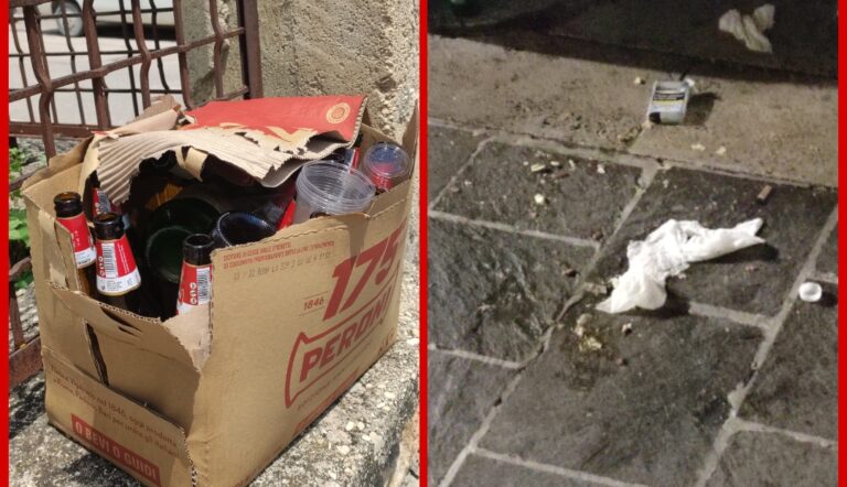Movida alcolica in azione nel week-end: bottiglie rotte, vomito e immondizia ad Avezzano centro