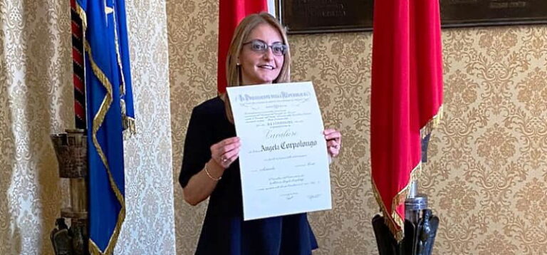 Dott.ssa Angela Corpolongo nominata Cavaliere della Repubblica italiana, i complimenti del Sindaco di Carsoli