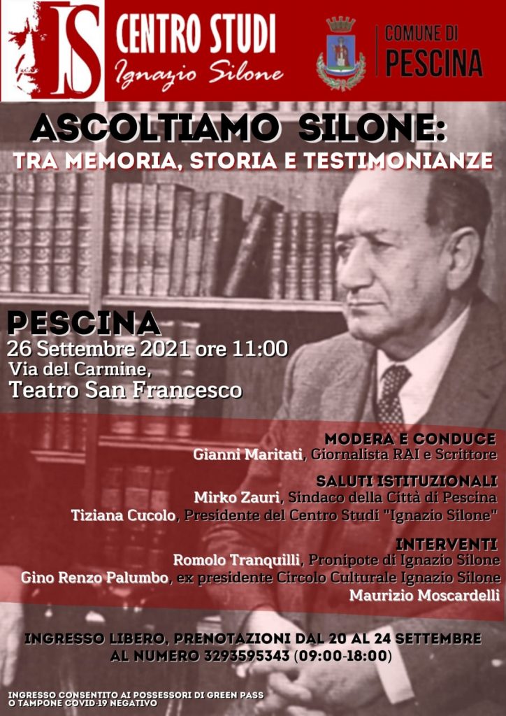 Omaggio a Ignazio Silone, due giorni di eventi a Pescina per sottolineare la forza e l’attualità del suo magistero civile e letterario