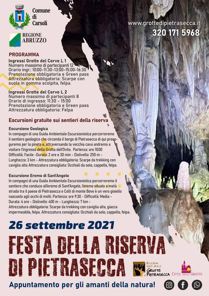 Appuntamento per gli amanti della natura, torna la Festa della Riserva e delle Grotte di Pietrasecca