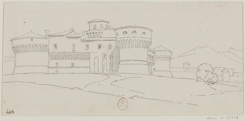 Il Castello Orsini di Avezzano in un disegno di Franz Ludwig Catel del 1812