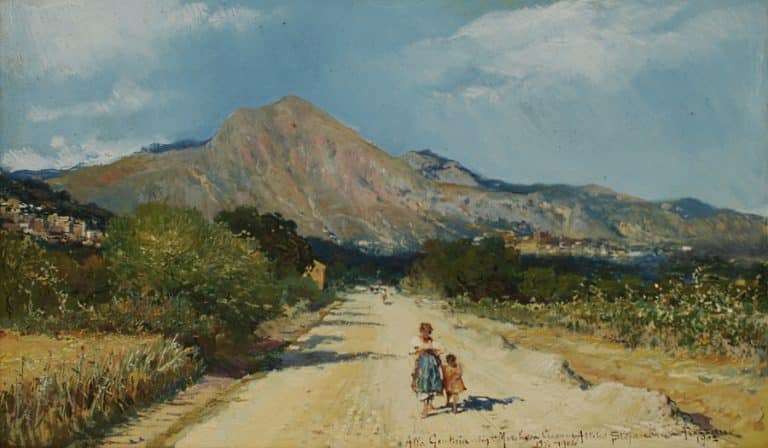 Sulla strada tra Avezzano e Celano, dipinto del 1902 di Attilio Stefanori