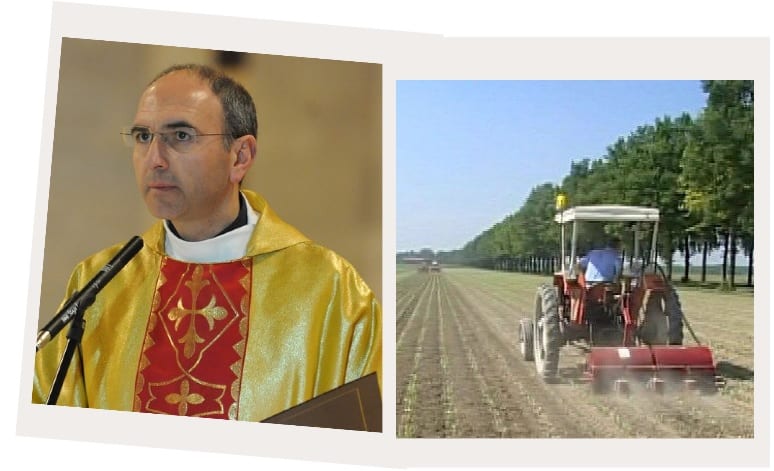 Benedizione dei trattori provenienti dalle campagne fucensi in cattedrale con il Vescovo Massaro e dono di beni agricoli ai poveri