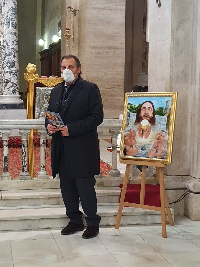 L'artista Antonio Di Legge dona un quadro alla città di Pescina, "momenti di emozione per tutti coloro rappresentati sulla tela"