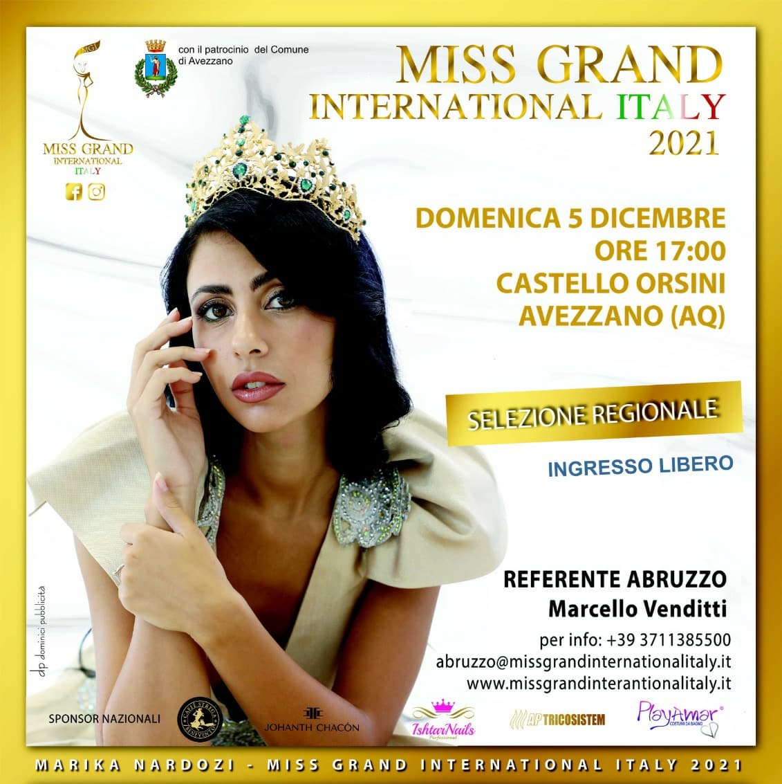 Arriva ad Avezzano il concorso Miss Grand International Italy 2021: 15 modelle si contenderanno le varie fasce domani al Castello Orsini