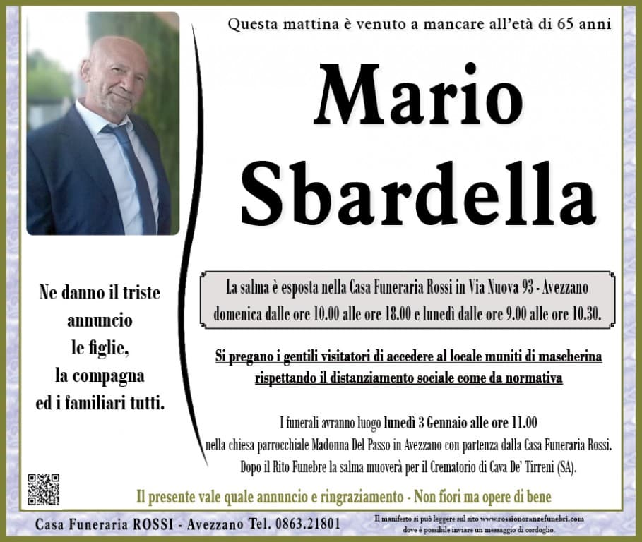 Giornalismo marsicano in lutto: ci ha lasciato il collega Mario Sbardella