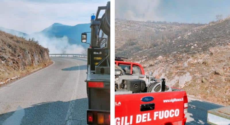 Ancora in corso le operazioni di spegnimento incendi ad Avezzano e Civita d'Antino, richiesto l'impiego di mezzi aerei
