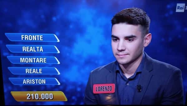 Il giovane abruzzese Lorenzo vince 210.000 euro all'Eredità su Rai 1