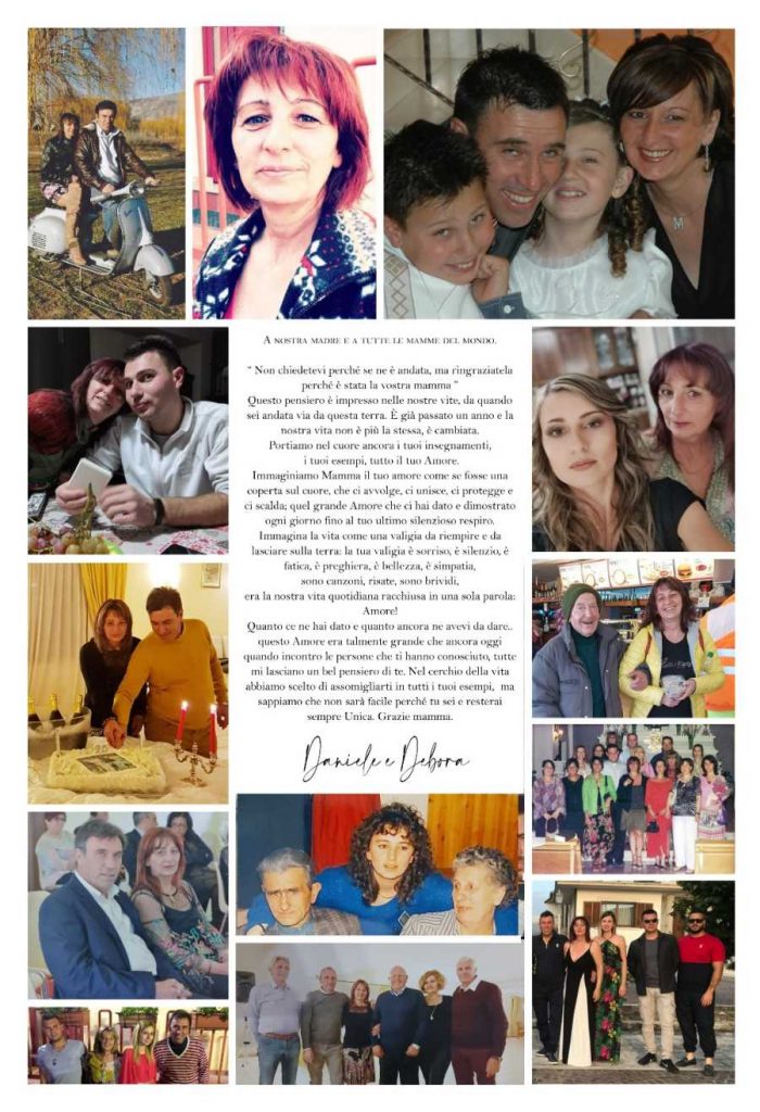 Primo anniversario della scomparsa di Maria D'Amore, la lettera dei figli Daniele e Debora: "il tuo amore come una coperta sul cuore"