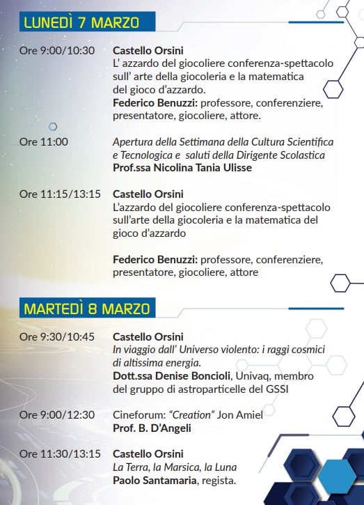 Torna la Settimana della cultura scientifica e tecnologica al Liceo Vitruvio di Avezzano