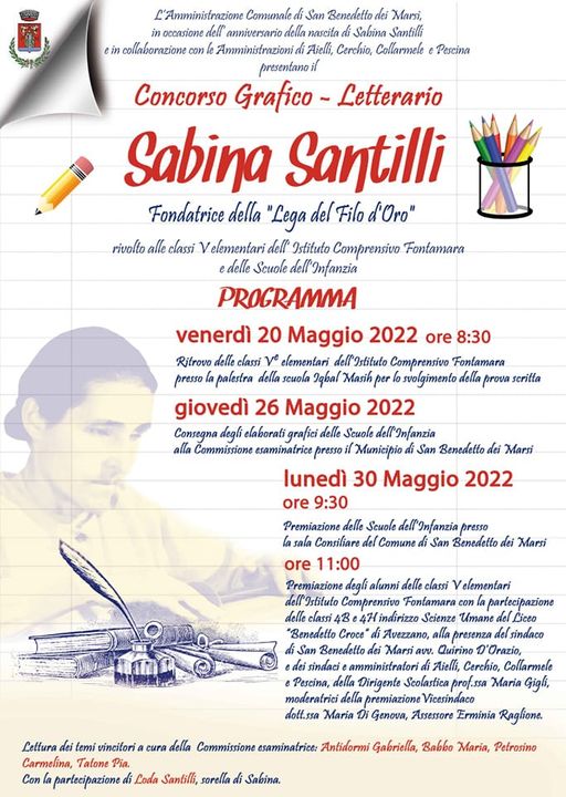 Tutto pronto per il Concorso letterario in onore di Sabina Santilli