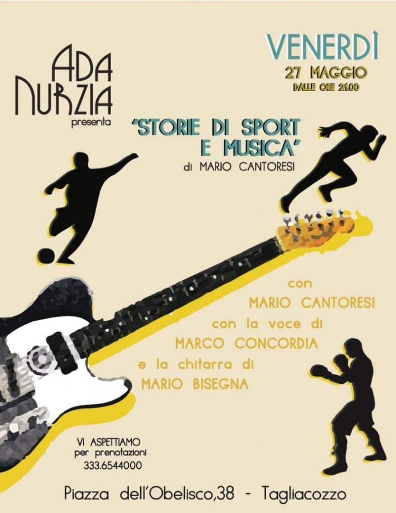 "Storie di sport e musica" di Mario Cantoresi, il 27 maggio all'Ada Nurzia di Tagliacozzo