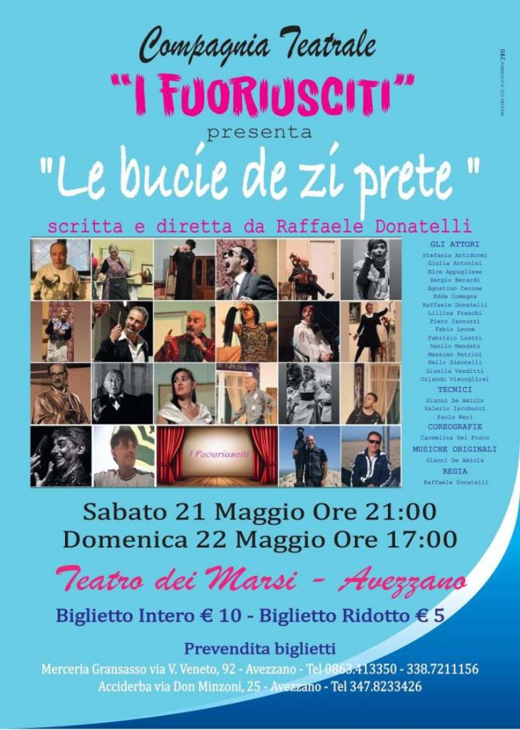 "Le bucie de zi prete" in scena al Teatro dei Marsi il 21 e 22 maggio