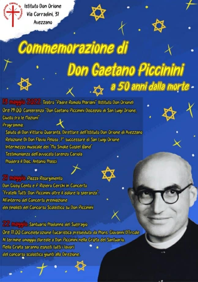 Celebrazioni per il 50° anniversario della morte del sacerdote orionino don Gaetano Piccinini, originario di Avezzano