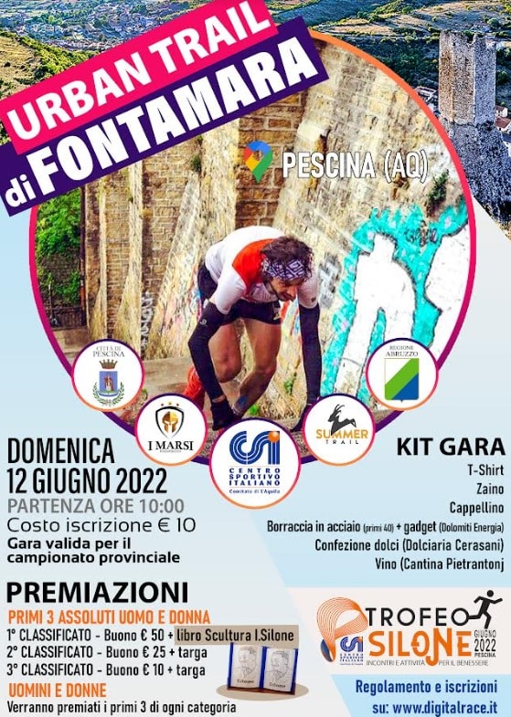 Urban Trail di Fontamara Primo Trofeo Silone, domenica 12 giugno a Pescina