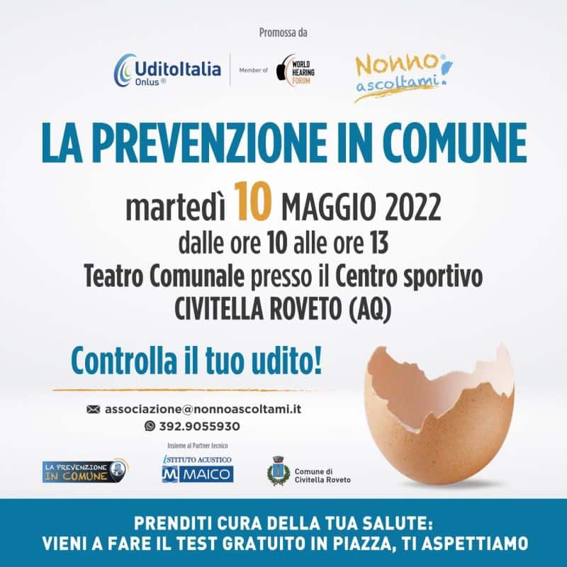 Campagna di prevenzione "Nonno Ascoltami", controllo gratuito dell'udito a Civitella Roveto