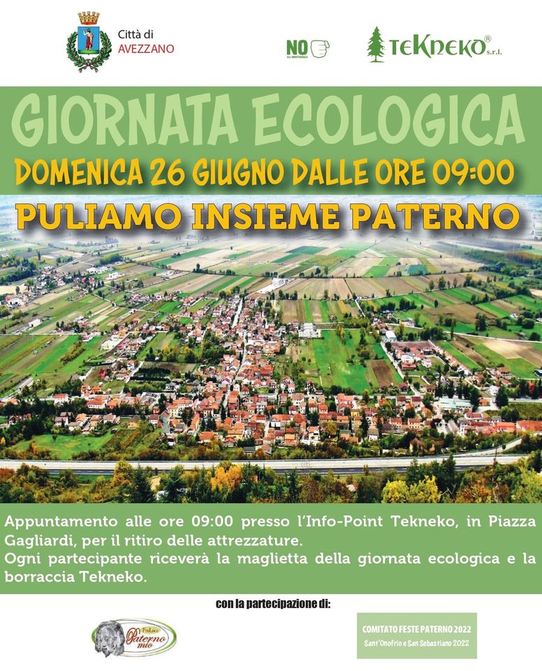 Giornata ecologica a Paterno di Avezzano, appuntamento per domenica 26 giugno