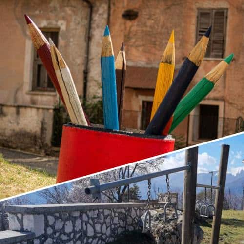 Nuova vita per i pali pericolanti dell'ex "Percorso Vita" di Civita d'Antino: un problema trasformato in opera d'arte