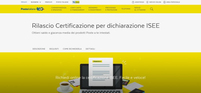 screenshot_rilascio certificazione Isee online_poste