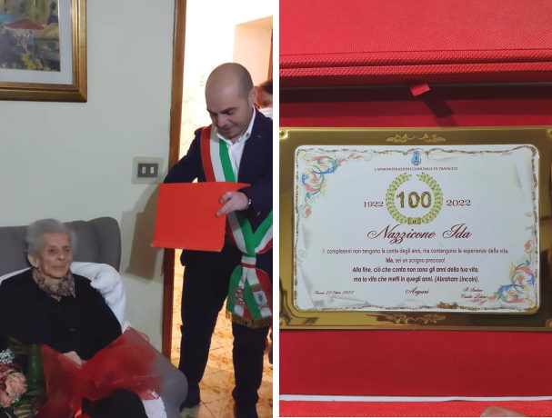 Dagli amministratori di Trasacco una targa per celebrare i 100 anni di Ida Nazzicone