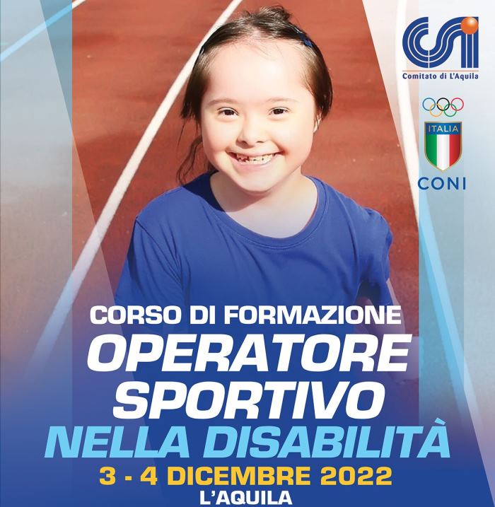 Corso formativo di Operatore Sportivo per la disabilità, 3 e 4 dicembre 2022 a L'Aquila
