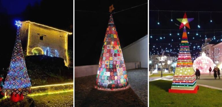 Gli alberi di Natale all'uncinetto di Verrecchie, Pescina e Pescocanale scelti dall'Abruzzese fuori sede per il suo nuovo contest