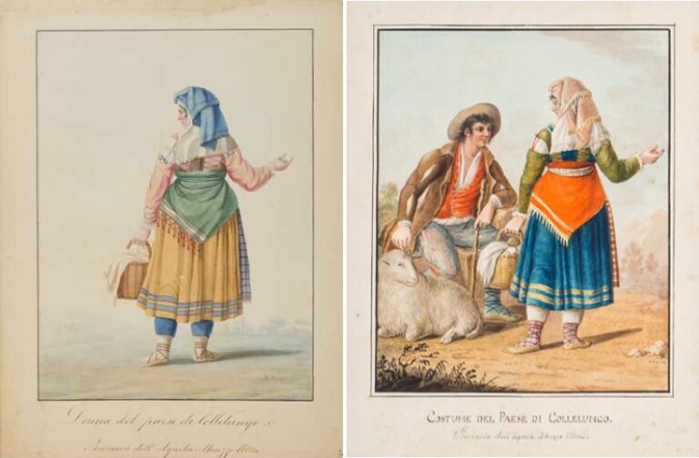 Costume tradizionale di Collelongo nei disegni di fine '700 dell'artista Luigi Del Giudice