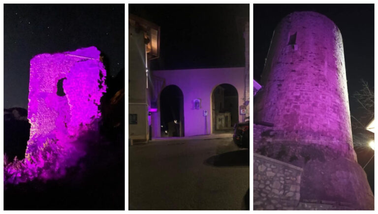 Lotta all'epilessia: Ovindoli illumina di viola l'arco del borgo, il Castello di San Potito e la Torre di Santa Iona 