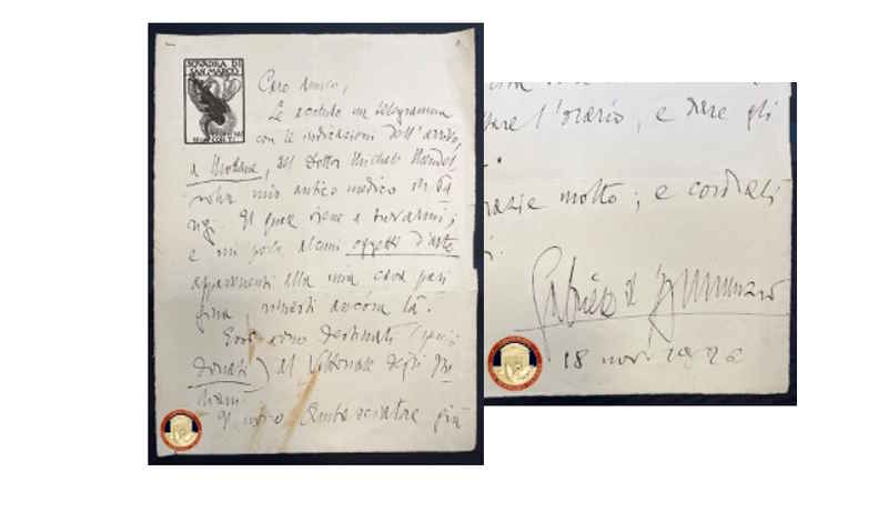 Lettera autografa di Gabriele D'Annunzio restituita alla Biblioteca Nazionale di Roma