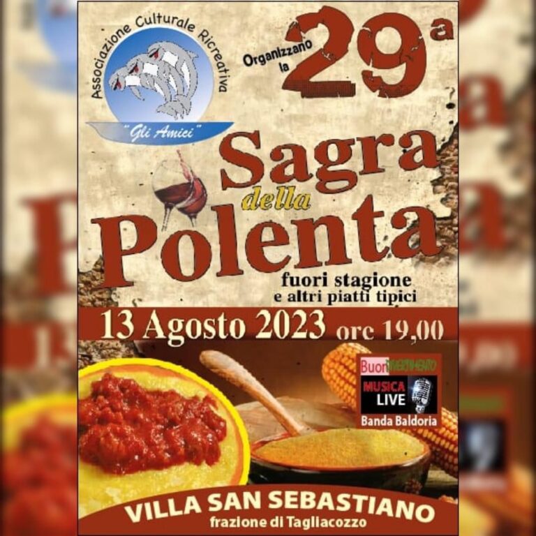 Domenica 13 agosto torna la tradizionale Sagra della Polenta a Villa San Sebastiano