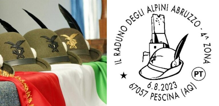 Annullo filatelico di Poste Italiane in occasione del Raduno Alpini a Pescina del 6 Agosto