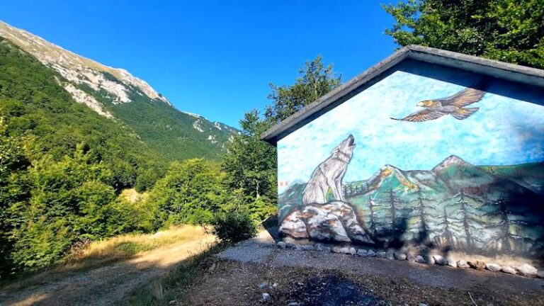 Le montagne, il lupo e l'aquila: a Rendinara un murale rende omaggio alla Valle Roveto e all'anima rendinarese