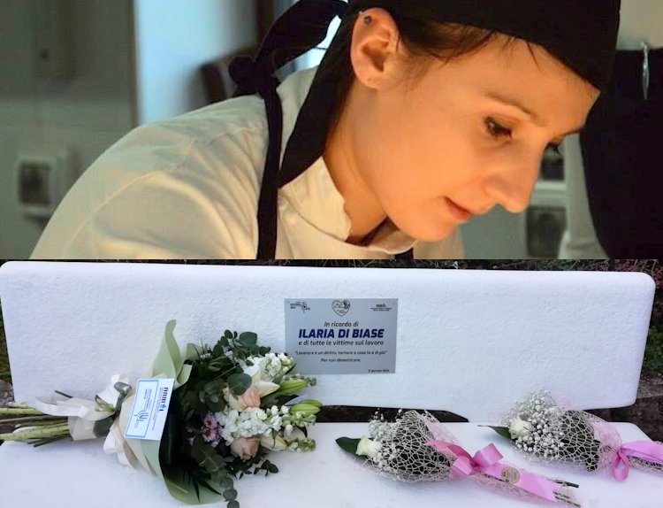 Una panchina in ricordo di Ilaria Di Biase, la cuoca di 22 anni morta a Rigopiano