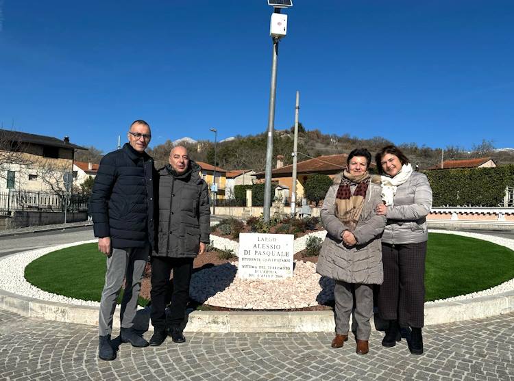 Restaurata la rotonda di Antrosano nel ricordo del giovane Alessio Di Pasquale, vittima del terremoto dell'Aquila del 2009